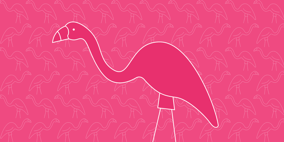 Illustration of pink flamingo yard decorations symbolizing University of Madison's Fill the Hill fundraising event