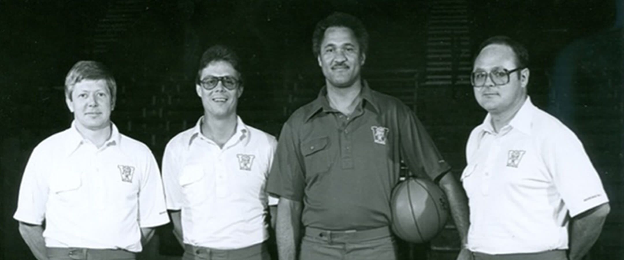 Wisconsin men's basketball coaching staff circa 1976, including Bill Cofield.